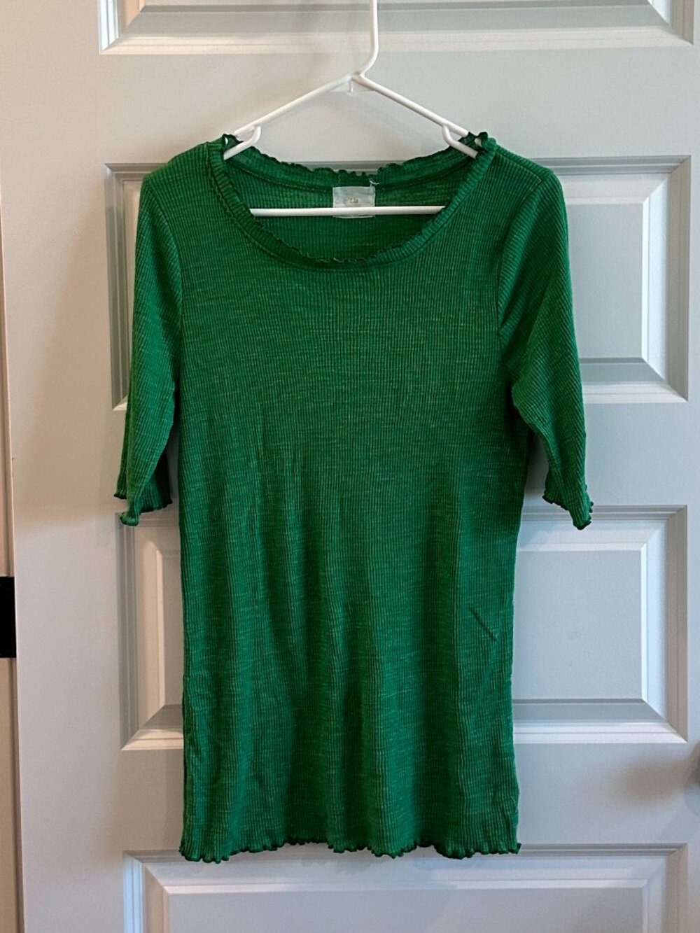 Anthropologie T.La Kelly Green Ribbed Knit Tee XL